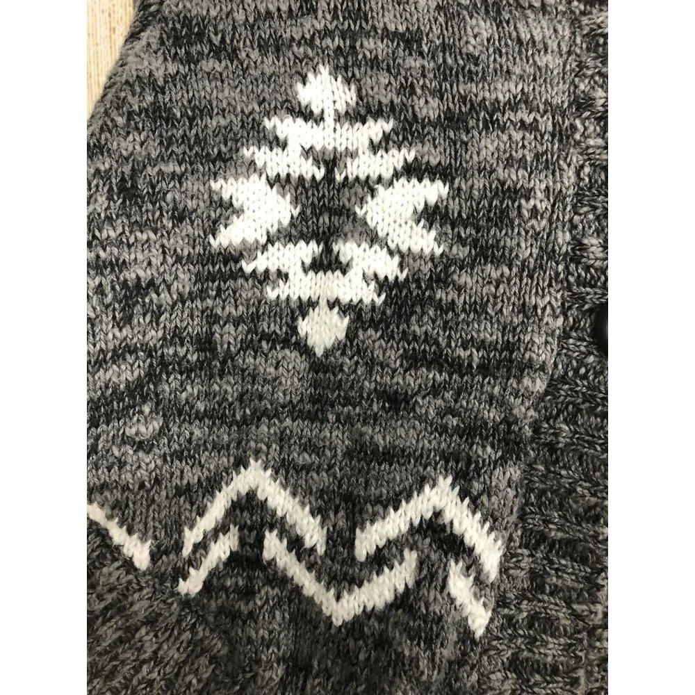 Genuine Kids Oshkosh Hooded Sweater Cape Poncho Sz 12m Gray White Aztec Design‎